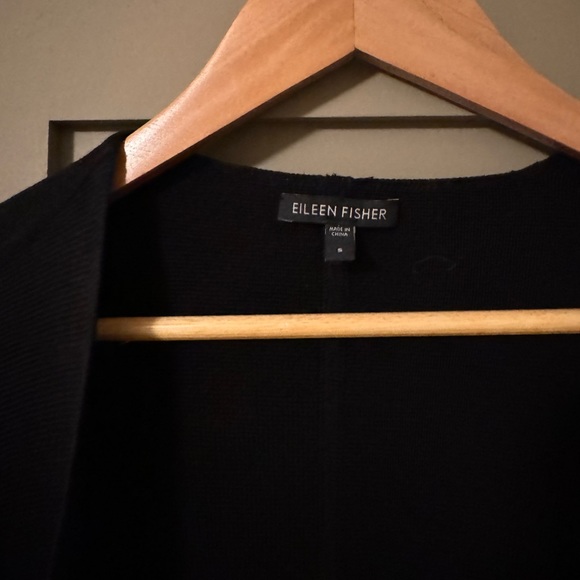 Eileen Fisher S Oversized silk black sweater cardigan short sleeve - Picture 3 of 4